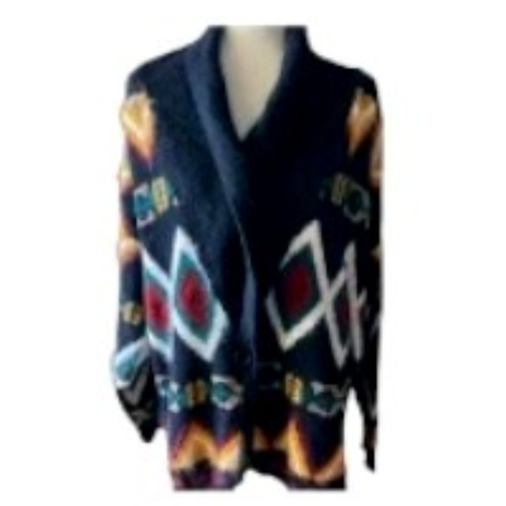 Rafaella Vintage Women's Black Angora Cardigan